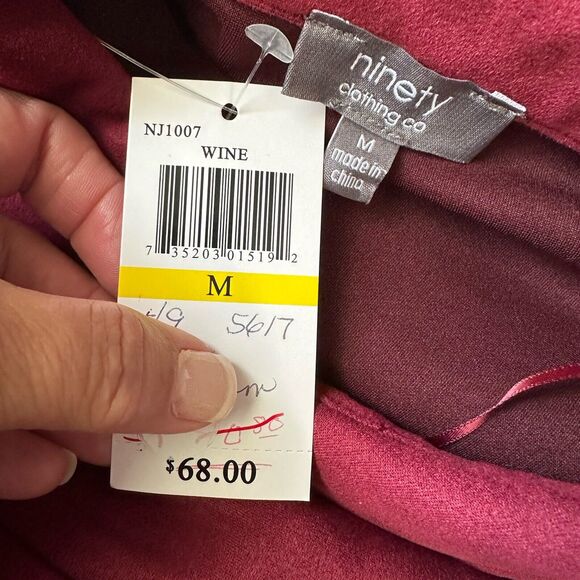 Ninety Clothing Company Snap Front Shirt Wine Medium Shacket Soft Pockets NEW‎ - Picture 10 of 10